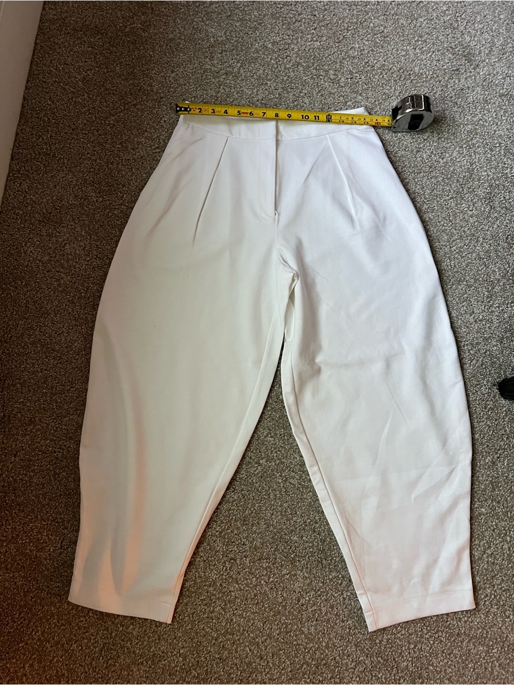 Emporio Armani White Knit Barrel Trousers